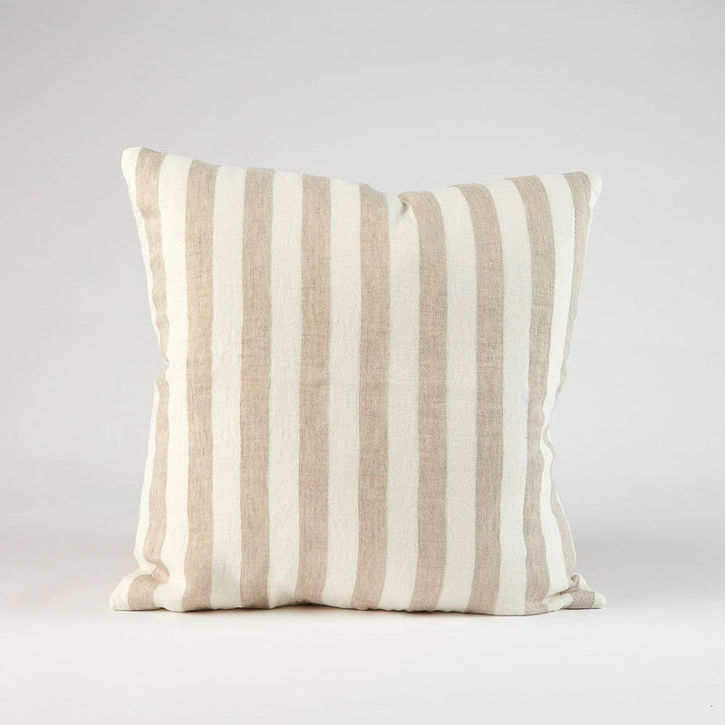Santi Linen Outdoor Cushion | Off White/Natural Stripe