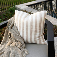 Santi Linen Outdoor Cushion | Off White/Natural Stripe