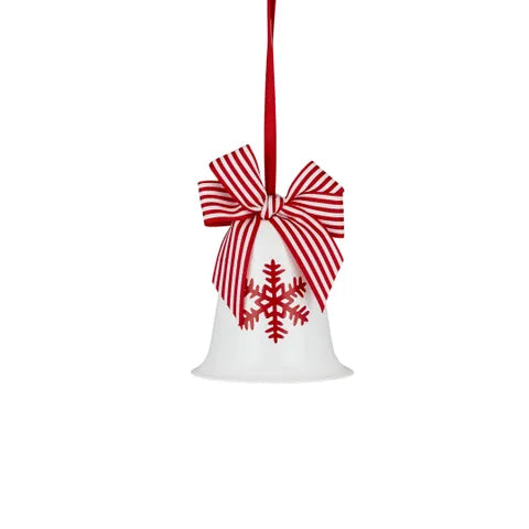 Bell W/Bow Hanger Metal | White/Red