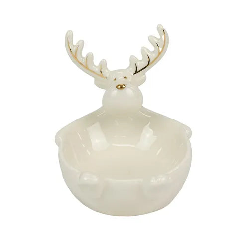 Ceramic Deer Bowl | White/Gold