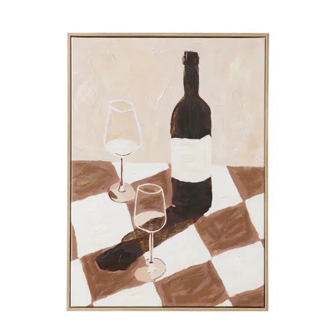 Vino Oil Painting in Ash Frame