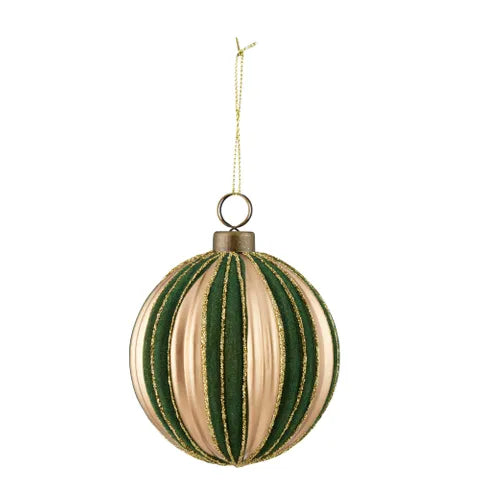 Striped Bauble Plastic | Green/Gold