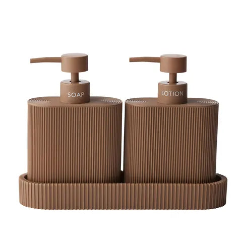 Sid S/2 Dispenser w Tray | Tan