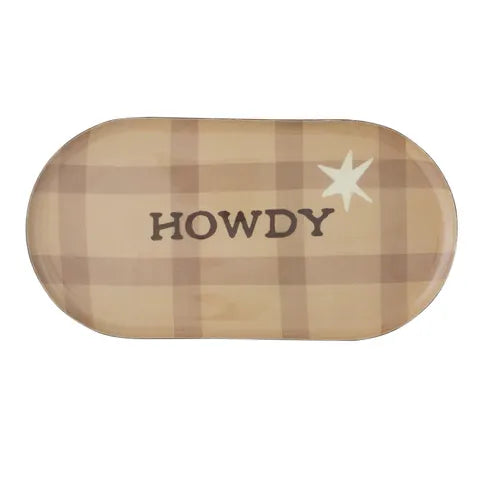 Howdy Metal Tray | Tan/Chocolate