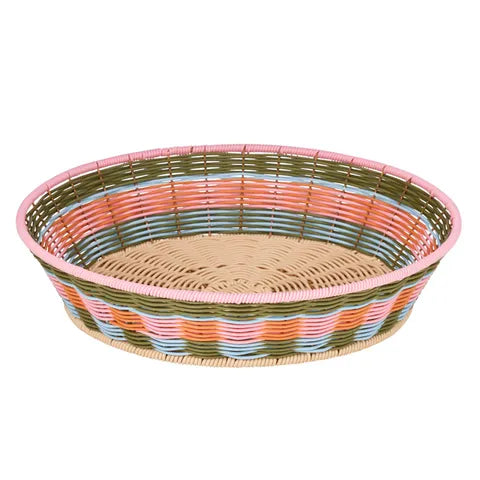 Feliz PP Woven Tray | Pink/Olive
