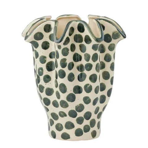 Brun Ceramic Vase | Ivory/Green