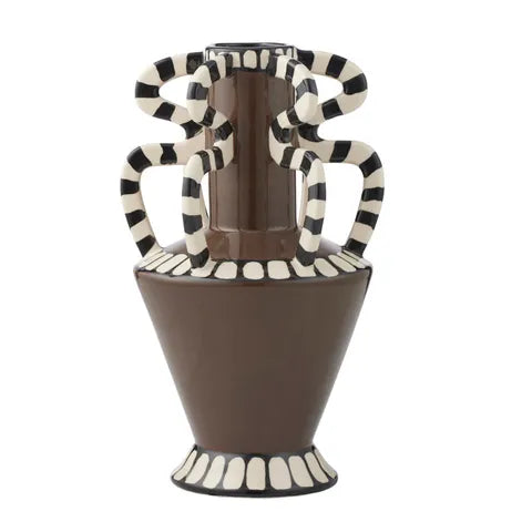Flavin Ceramic Vase | Chocolate/Black/Ivory