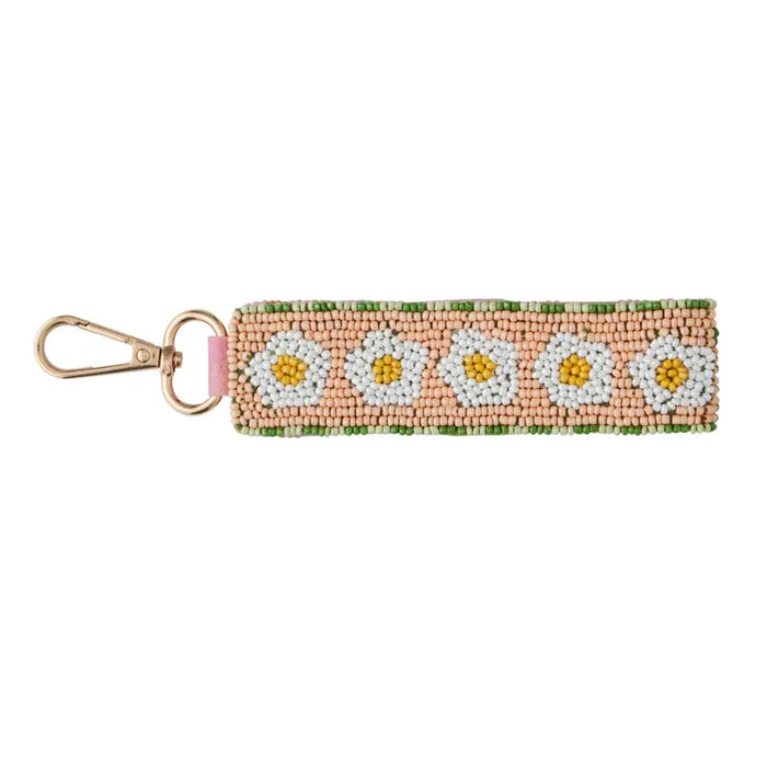 Daisies Beaded Key Ring