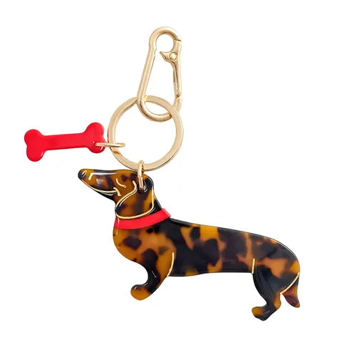 Dachshund Acetate Key Ring & Bag Charm