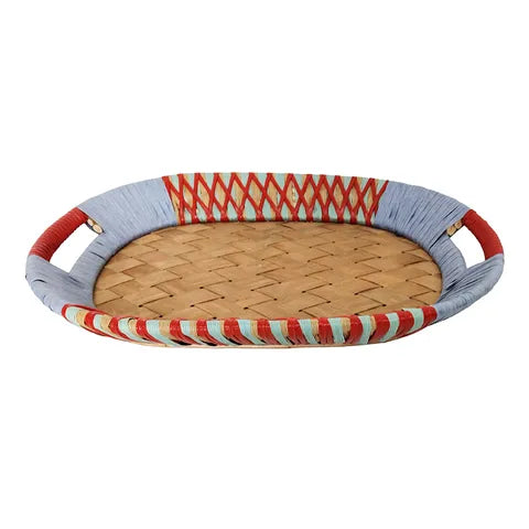 Maine Wood & PP Tray | Blue/Red