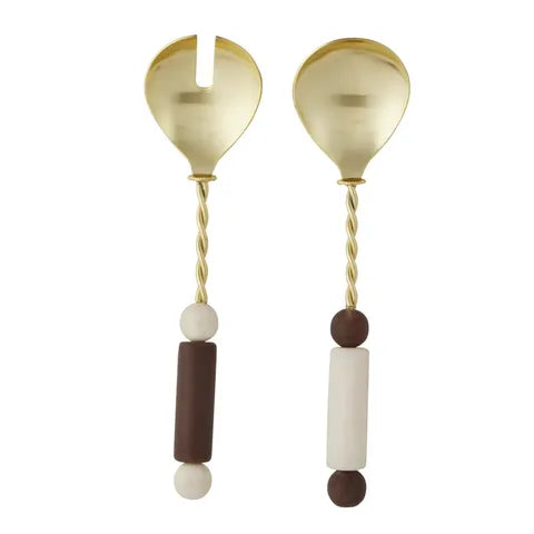 Bedi S/2 Stainless Steel & Resin Salad Servers | Cocoa