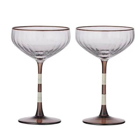 Lena S/2 Glass Rib Coupe | Ivory/Cocoa