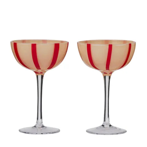 Aperitivo S/2 Coupe Glass | Pink/Red
