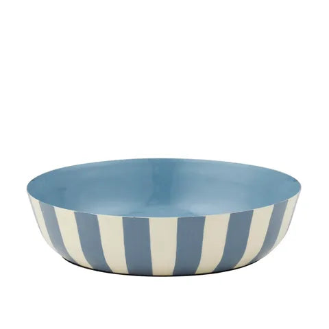 Linear Metal Bowl | Ivory/Blue
