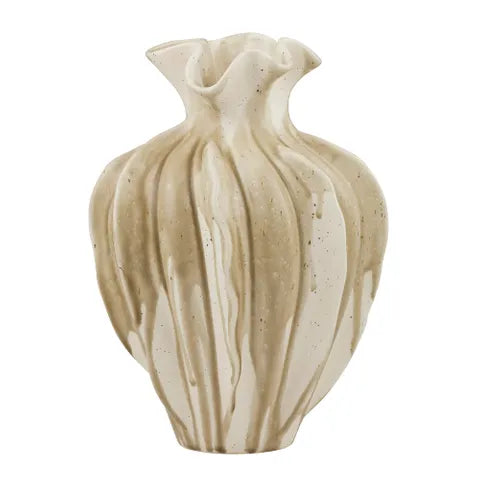 Cara Ceramic Vase | Ivory/Sage