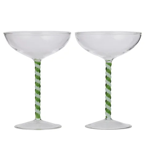 Swirl S/2 Coupe Glass | Green/White