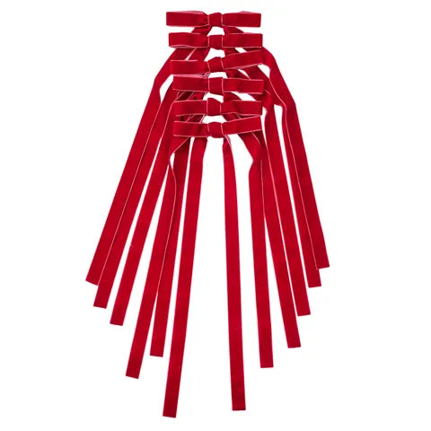 S/6 Bow Decoration Velvet | Red