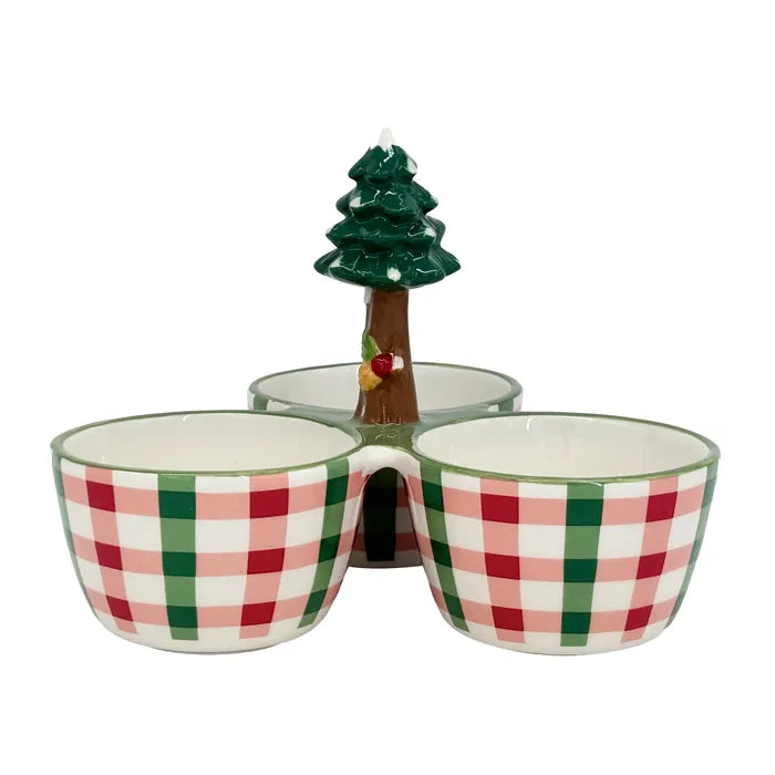 Plaid Trio Bowl Ceramic | Multi