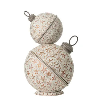 Star Brushed Bauble Stack Metal | White