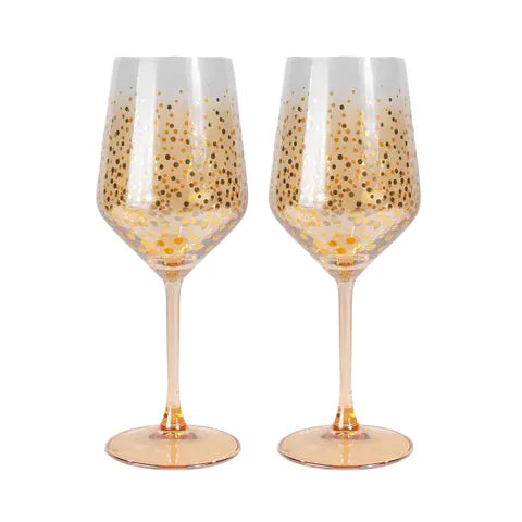 Ritz S/2 Wine Glasses | Clear/Gold