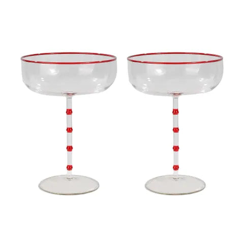 Hudson S/2 Coupe Glass | Clear/Red