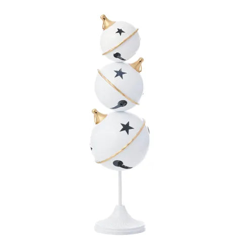 3 Bells on Stand Metal | White/Gold