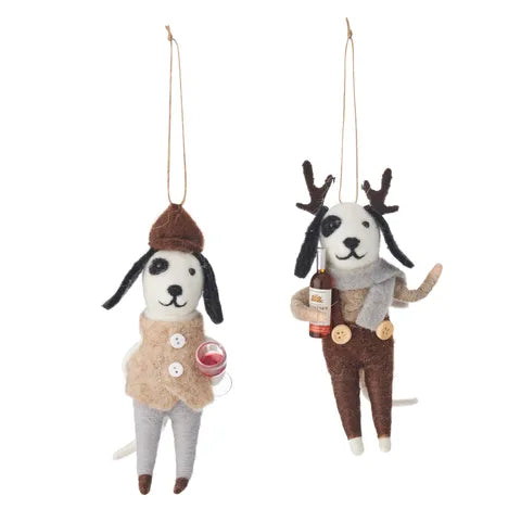 Wine Dog Ornament Felt