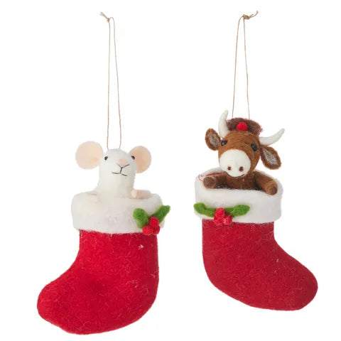 Peeka Stocking Felt Hanging Ornament
