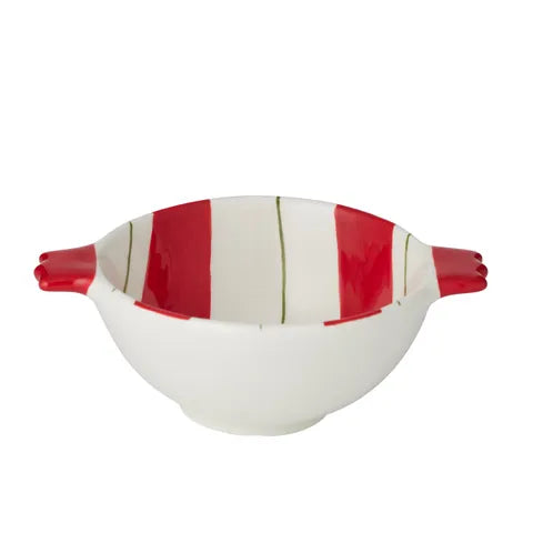 Candy Stripe Bowl Ceramic | Red/White
