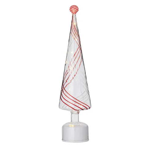 Spiraled Cone Tree Glass | Red/White