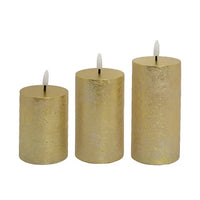 Shine Pillar LED Wax Candle | Gold