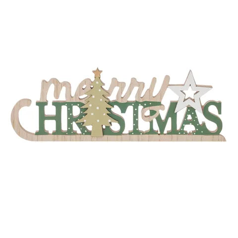 Merry Xmas Sign Wood | Green
