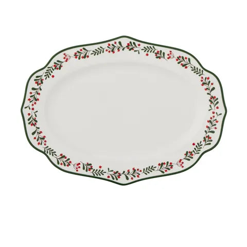 Oval Berry Platter Ceramic | Red/Green