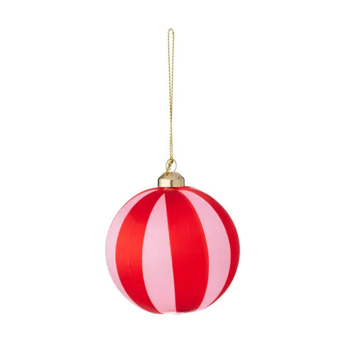 Silk Pop Stripe Bauble | Red/Pink