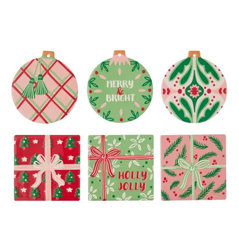 Holly Jolly Ceramic Coaster