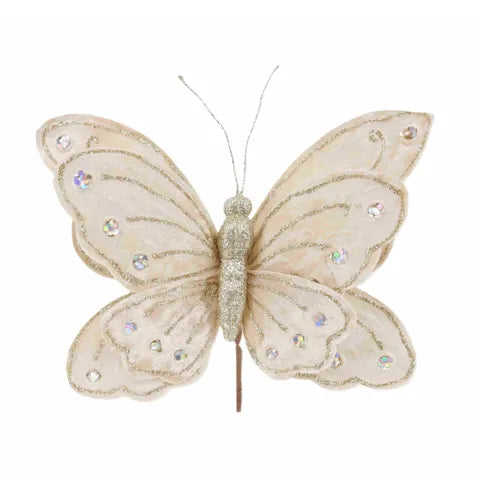 Adorned Butterfly Stem Fabric | Gold