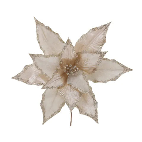 Poinsettia w/ Lustre Stem Fabric | Gold