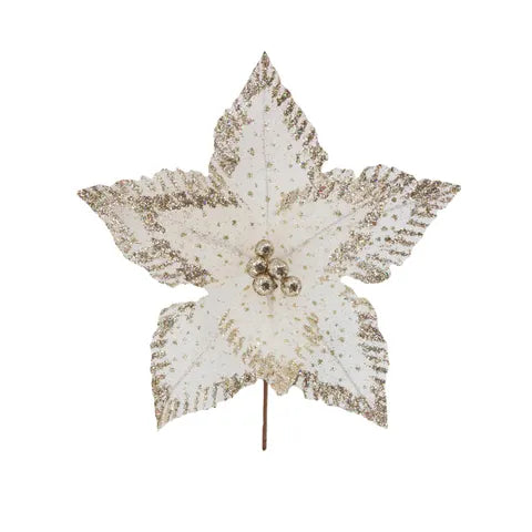 Delicate Poinsettia Stem Fabric | Gold