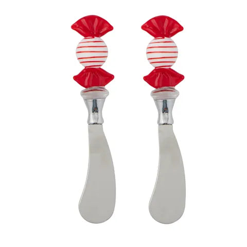 S/2 Lolly Spreader Glass/Metal | Red/White