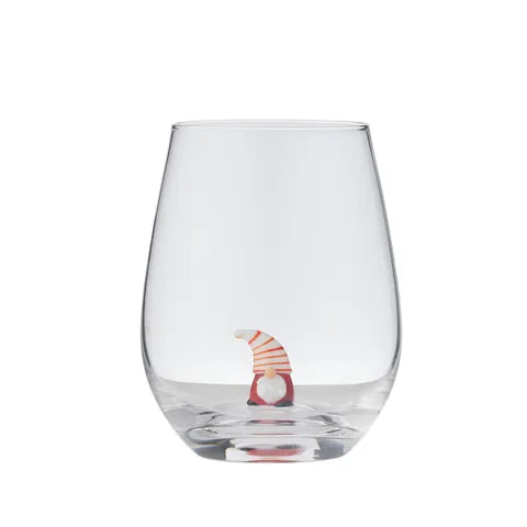 Santa Gnome Glass | Clear/Red