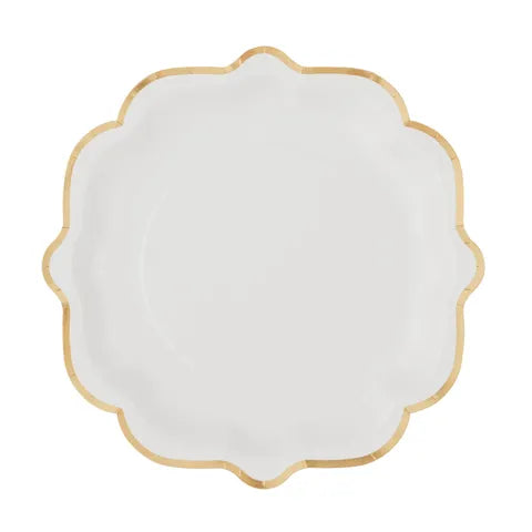 Gold Trimmed Plate Paper | White