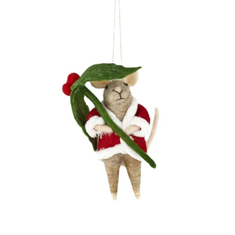 Mouse/Leaf Hanging Ornament Felt | Multi