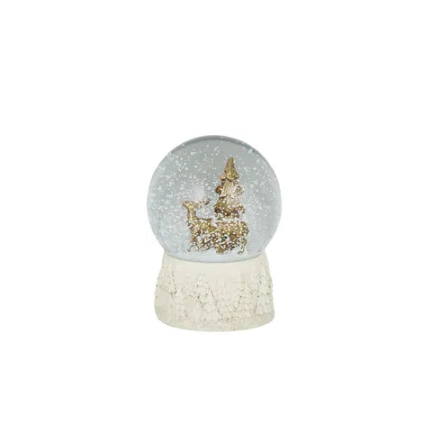 Deer Snowglobe Poly | White/Gold