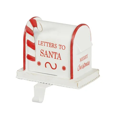 Santa Mail Stocking/Holder Metal | White