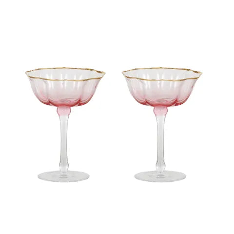 Hyatt Glass Coupe | Pink/Gold