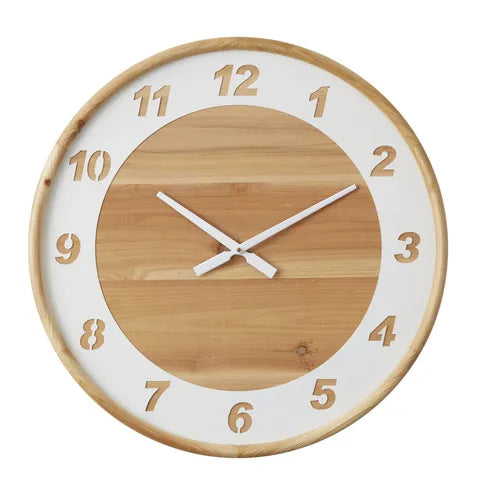 Newhaven Wood/Metal Clock Nat/White