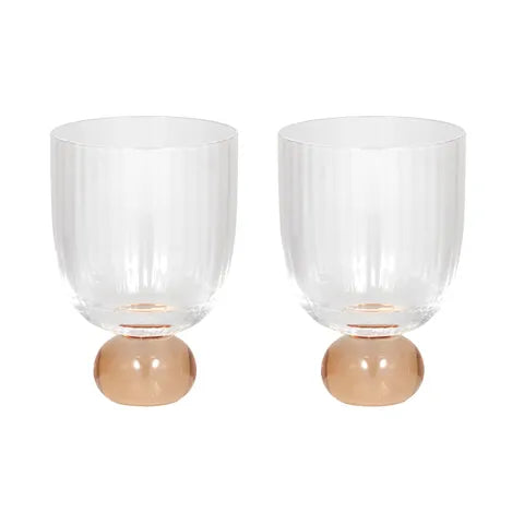 Giselle S/2 Ribbed Goblet | Peach