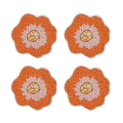 Flora S/4 Beaded Coaster 10cm Multi