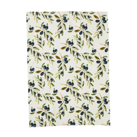 Oliva S/2 Cotton Tea Towels | Black/Green