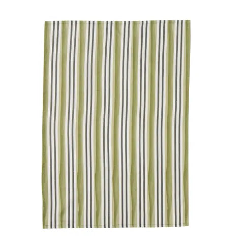 Oliva S/2 Cotton Tea Towels | Black/Green